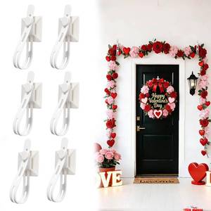 lot 51937 image: 6 PCS Valentines Day Garland Hangers Garland Ties Cord Bundlers Hanging Cord Organizer, Adjustable Wreath Ties for Door Frame, Mantle, Stretchable & Reusable Silicone Hooks for Fireplace Decoration - Retail $10