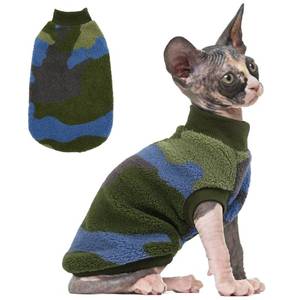 lot 51941 image: PUMYPOREITY Winter Warm Cat Sweater - Super Soft & Elastic Knit with Plush Fleece, Easy-On Design with Ribbed Neck & Cuffs, Stretchy Cat Outfit for IndoorOutdoor Use,Green, S - Retail $10