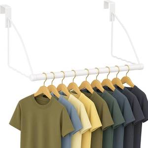 lot 51947 image: HOLDN STORAGE Over The Door Hanger - Door Rack Hangers for Clothes - Space Saving Designed for Bedroom & Bathroom - Ideal for Clothes & Towels - Drying Rack, White - Retail $26