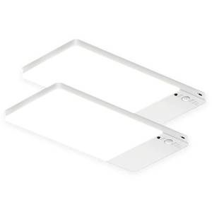 lot 59099 image: FULEN 2 Pack Rechargeable Motion Sensor Ceiling Light Upgraded, Cordless Closet Light with 12000mAh Battery, LED Shower Light for Bathroom,Pantry,Porch,Garage,3000K4500K6000K, Remote Control - Retail $43