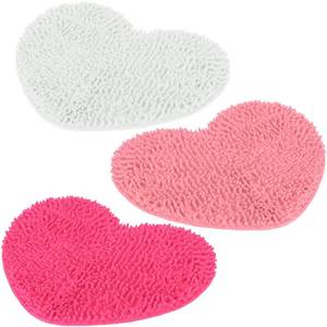 lot 59122 image: Timgle 3 Pcs Valentines Day Heart Shaped Rugs Galentine Day Love Bath Mats Cute Rugs Non Slip Washable for Home Entrance Bathroom Shower Floor Decor, 20 x 24 (Chenille, Pink Rose White)