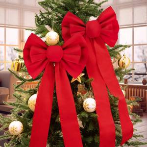 lot 59154 image: Roberly Large Red Christmas Bows, Velvet Bows for Christmas Tree