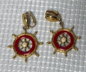 lot 25 image: Nautical Ship Wheel Clip-on Earrings