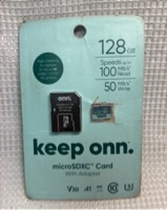 lot 32 image: Keep Onn 128GB MicroSDXC Memory Card with Adapter