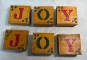 lot 33 image: Holiday Wooden Building Blocks Set (2 sets of 3 pieces)