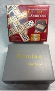 lot 36 image: Double Fifteen Jumbo Color Dot Dominoes by Cardinal