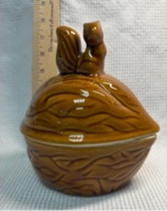 lot 39 image: Brown Glazed Ceramic Walnut Trinket Box