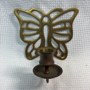 lot 80 image: 5 Brass Butterfly Wall Sconce Candle Holder