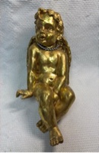 lot 100 image: Gold Resin Cherub Figurine with Crystal Necklace