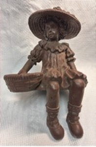 lot 102 image: Decorative Bronze Resin Garden Shelf Sitter Figure