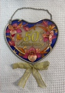lot 105 image: 50th Anniversary Heart Suncatcher