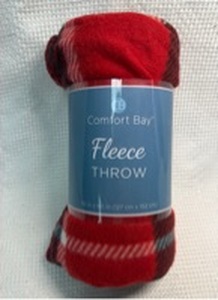 lot 121 image: Comfort Bay Red Plaid Fleece Throw Blanket