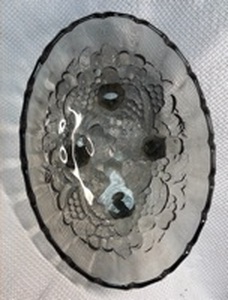 lot 132 image: Indiana Glass Pastel Blue Oval 4-Footed Centerpiece Fruit Bowl Harvest Grape