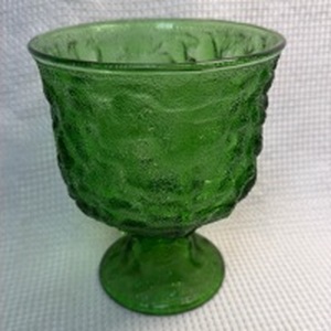 lot 136 image: Vintage Green Crinkle Glass Pedestal Vase Candy Dish, A102,� E.O. Brody Co.