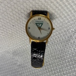 lot 152 image: Triton Logo Analog Watch by Image Watches, Inc. with Black Leather Band