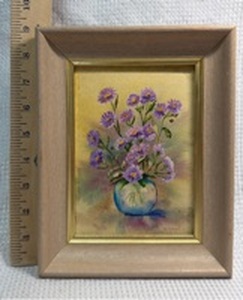 lot 156 image: Small Framed Purple Aster Floral Painting
