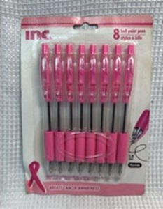 lot 159 image: INC Pink Ribbon Breast Cancer Awareness Ball Point Pens - 8 Pack