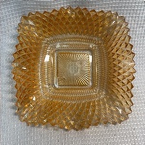 lot 165 image: Amber Glass Diamond Pattern Square Ashtray