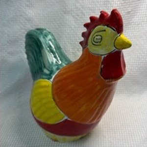 lot 187 image: Hand-Painted Ceramic Rooster Bank