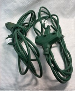 lot 199 image: Green 3-outlet Extension Power Cord Lot of 2