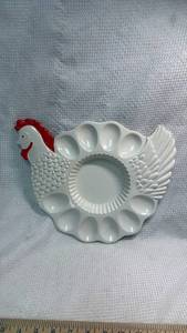 lot 207 image: Teleflora Ceramic Chicken Egg Platter (Hand-Painted in Portugal)