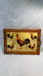 lot 209 image: Decorative Rooster Tile Serving Tray