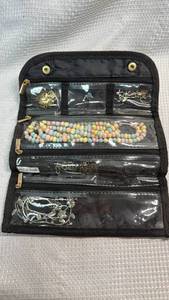 lot 221 image: Floral Jewelry Travel Organizer with Pastel Bead Collection