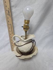 lot 226 image: White Ceramic Pitcher Table Lamp