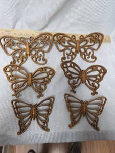 lot 247 image: Decorative Plastic Butterfly Wall Hangings Set of 6
