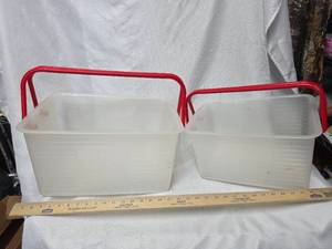 lot 301 image: Lot of 2 plastic red handled baskets