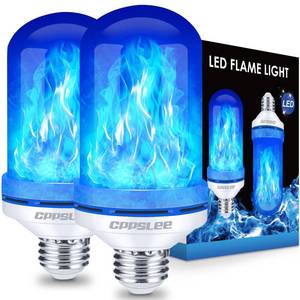 lot 25460 image: Upgraded LED Flame Light Bulbs, 4 Modes Flickering Light Bulbs, E26 Base Fire Flame Bulb for Halloween Decorations Outdoor, Christmas Lights Patio Indoor Home Decor (Blue, 2 Pack) - Retail $16