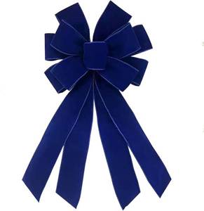 lot 25470 image: Christmas Navy Blue Velvet Wreath Bow for Front Door Decor, 20 x 11 Inches Large Festival Bows Winter Farmhouse Bow Wedding Tree Topper Ornament Bow for Wreath Home Decorations - Retail $9