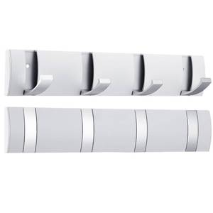 lot 25489 image: 2 Pack White Wall Mounted Coat Rack Folding Aluminum Coat Rack with 4 Retractable Hooks for Space Saving Wall Hook Hangers Entryway Bathroom Livingroom Bedroom Hat - Retail $24