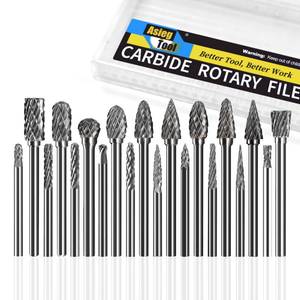 lot 25513 image: Tool 20 Pcs Carbide Die Grinder Burrs Bits 18 Shank for Dremel Milwaukee Metal Grinding Wood Stone Steel Carving Cutting Engraving Grinder Kit Attachment Rotary Tool Accessories Sets - Retail $20