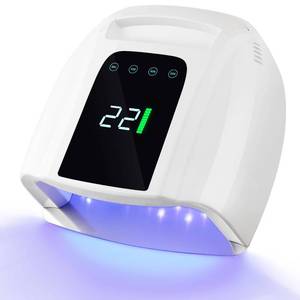 lot 25515 image: NailFace Rechargeable UV LED Nail Lamp, 96W Cordless Nail Dryer Wireless UV Gel Nail Polish Curing Light with 42 Beads LCD Smart Sensor 4 Timer Settings - Retail $66