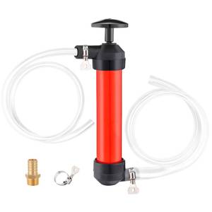 lot 25516 image: Hand Fuel Transfer Pump with Leakproof Clamps - Versatile Manual Siphon for Gasoline, Oil, Diesel, Antifreeze, Emergency Use for CarLawn MowerMotorcycleRV, Includes 34 NPT Brass Connector - Retail $15