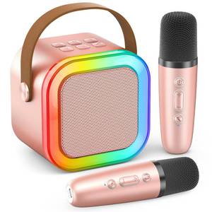 lot 25551 image: Mini Karaoke Machine for Kids Adults, 2026 TOP Birthday Gifts for Girls 3,4,5,6,7,8Year Old Toddler Toys, Portable Bluetooth Speaker with 2 Wireless Karaoke Microphones Player Valentine Gifts(Rose) - Retail $21