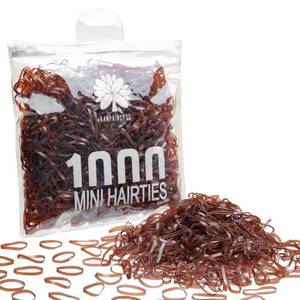 lot 25565 image: 1000pcs Brown Mini Rubber Bands, Soft Small Hair Ties for Kids Toddlers Girls, Elastic Ponytail Accessories, No Damage Baby Hair Styling (Brown) - Retail $8