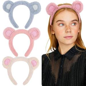 lot 25566 image: Mouse Ears Headband 3 Pcs Skincare Headbands Cute Bear Ears Headwear - Retail $5