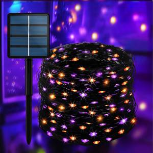 lot 25568 image: 200LED Solar Halloween Lights 78FT Orange& Purple String Lights Solar Fairy Lights with 8 Modes Halloween Lights Outdoor Waterproof for Bedroom Patio Garden Party Yard Decoration