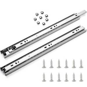 lot 25578 image: 5 Pairs of 16 Inch Drawer Slides 3-Section Full Extension Ball Bearing Side Mount,100 LB Capacity (16 Inch, 5 Pair). ONE PACK OPENED. - Retail $28