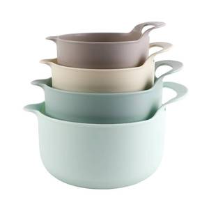 lot 25586 image: COOK WITH COLOR Nesting Plastic Mixing Bowl Set with Pour Spouts and Handles, Ombre Mint, 4 Piece Non-Slip - Retail $24