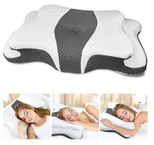 lot 25593 image: Memory Foam Pillows, Cervical Pillow for Neck and Shoulder Pain Relief, Ergonomic Contour Bed Pillow, Soft for Side Sleep Stomach Sleeping and Back Sleeper