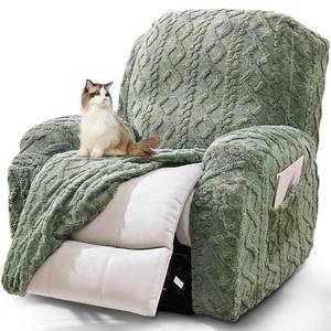 lot 25594 image: Recliner Chair Covers 4-Pieces Reclining Chair Slipcovers with Pocket& Elastic Bottom, Soft Feel Fitted Lazy Boy Sofa Couch Cover Washable, Stretch Recliner Furniture Protector - Retail $39