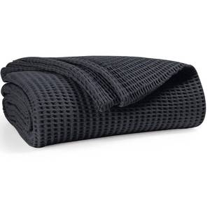 lot 25596 image: Waffle Blanket Prewashed 100% Combed Cotton - Soft, Lightweight, and Breathable - All-Season Cozy Blanket for Bed, Couch, or Sofa - 90x102 Inch King Thermal Throw Blanket Charcoal