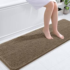lot 25597 image: Bathroom Rugs 59x20, Extra Soft Absorbent Chenille Bath Rugs, Rubber Backing Quick Dry, Machine Washable Bath Mats for Bathroom Floor, Tub and Shower, Home Decor Accessories, Tan - Retail $34