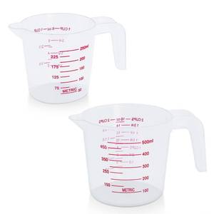 lot 25620 image: 2 Pack Measuring Cup Set, Includes 250Ml (1-Cup), and 500Ml (2-Cup) Plastic Liquid Measuring Cups- Baking, Cooking, Mixing & Measuring Cups, Essential Kitchen Tools - Retail $7