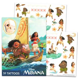 lot 25642 image: Disney Moana Tattoo Set - 50 Assorted Temporary Tattoos Bundle  Disney Party Supplies for Kids - Retail $9