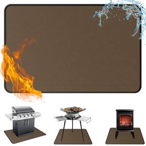 lot 25645 image: Under Grill Mat for Outdoor Grill, 48x90 Inch Anti-Slip BBQ Floor Mats, Easy to Clean Reusable Fireproof Grill Pad, Oil-Proof Waterproof Protector for Indoor Fireplace Pit Mat Brown - Retail $49