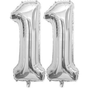 lot 25647 image: 11 Balloon Number, 40 Inch Silver Foil Balloons Giant Jumbo Helium Number 11 Balloons for Boys Girls 11th Birthday Decorations Anniversary Events Party Decorations (Silver)
